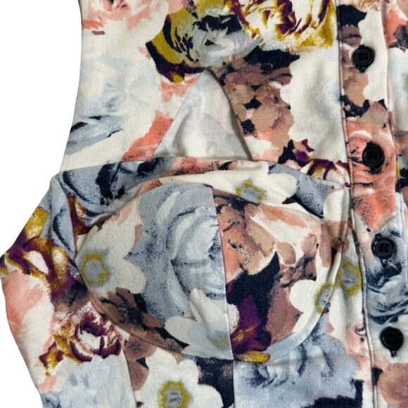 Sparkle & Fade Floral Tank Top Small Collared Button Down Cut Out Padded - Picture 3 of 8